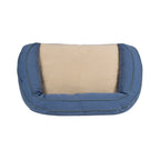Blue and beige pet bed on a white background