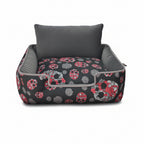 Dog bed with floral pattern on a white background